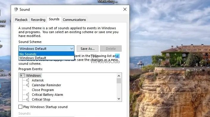Disable System Sound Windows
