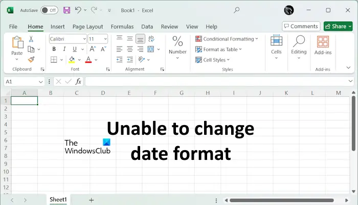 Unable to change date format Excel