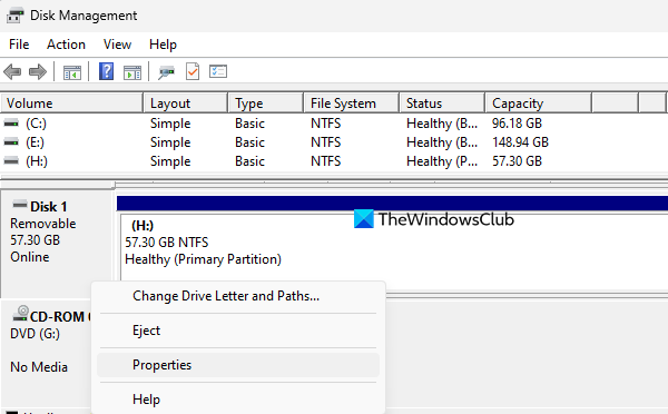 access policies tab disk management