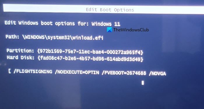Windows stuck at Edit Boot Options