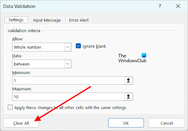 Clear all Data Validation Values