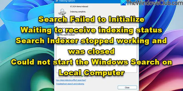 Windows Search Indexer is not working