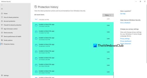 Windows Security Unable to block this app in Windows 11