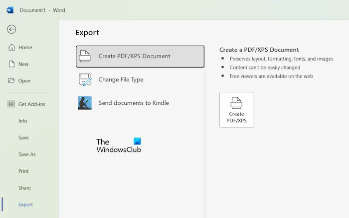 Export Word document as PDF Export Word document as PDF