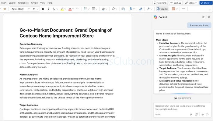 Microsoft Copilot in Ms Word