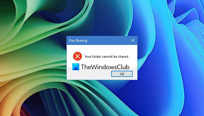 Your folder cannot be shared error in Windows