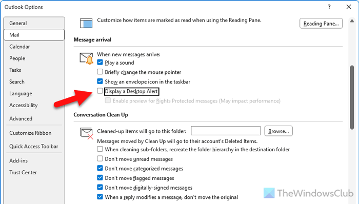 How to get notifications for subfolders in Outlook