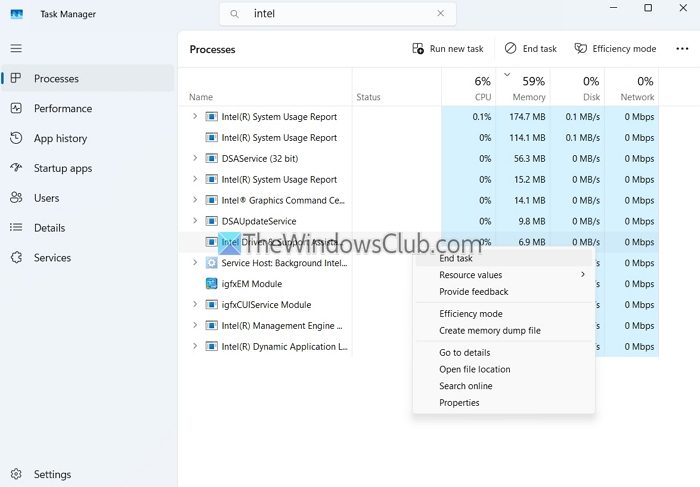 End Task Intel Driver And Support Assistant