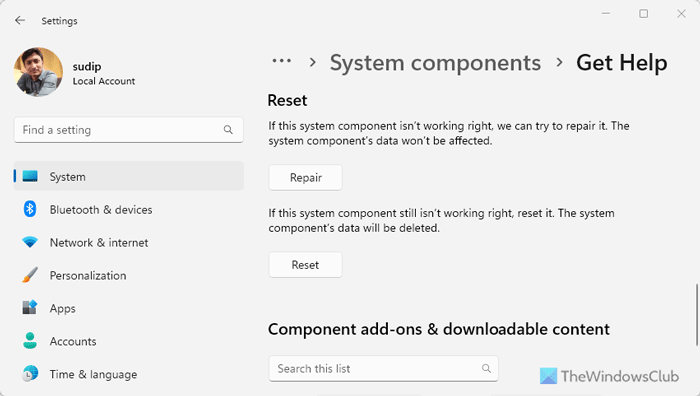 Fix blank Get Help app in Windows 11