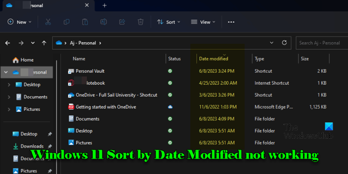 Windows 11 Sort by Date Modified not working