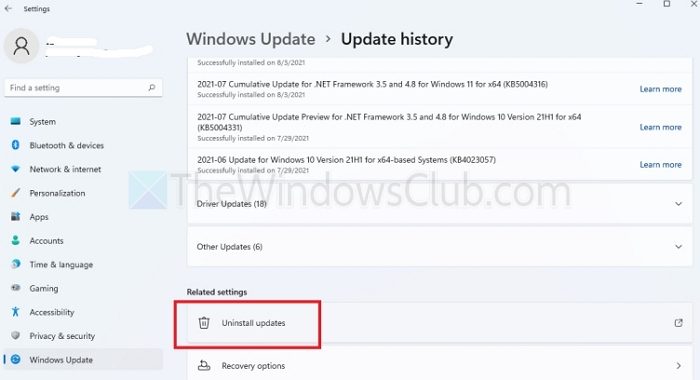 Windows Uninstall Windows Update