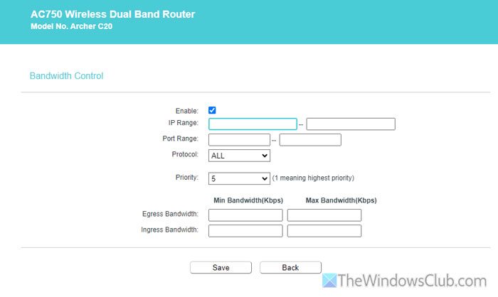 How to control bandwidth in router