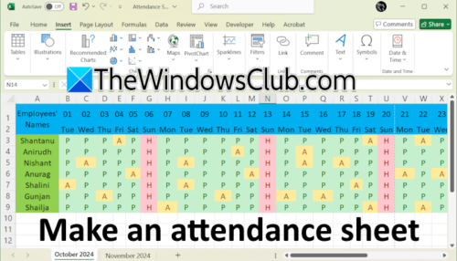 How to make an Attendance Sheet in Excel