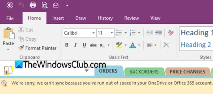 Fix OneNote You're out of disk space error