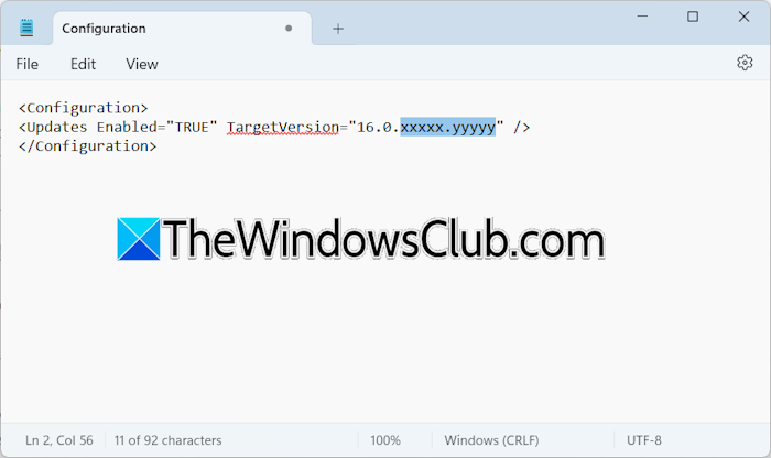 Revert Office version config file