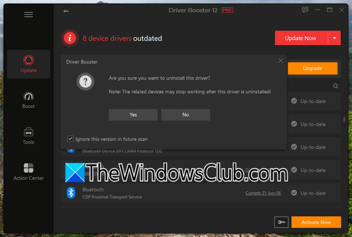Uninstall driver with IObit Driver Booster