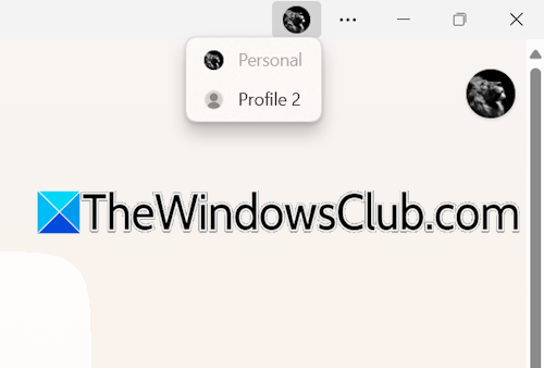 Use another profile in Copilot