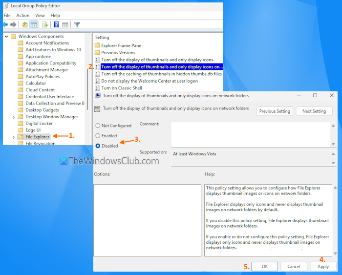 display thumbnails network folders group policy