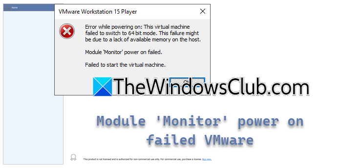 Module Monitor mode Power on failed in VMware