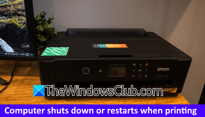Computer shuts down restarts when printing