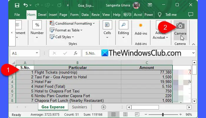 Excel Camera Tool
