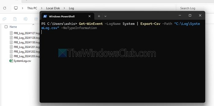 System Log Windows