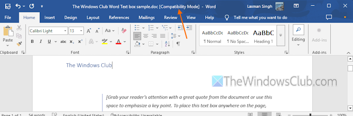 check document compatibility mode