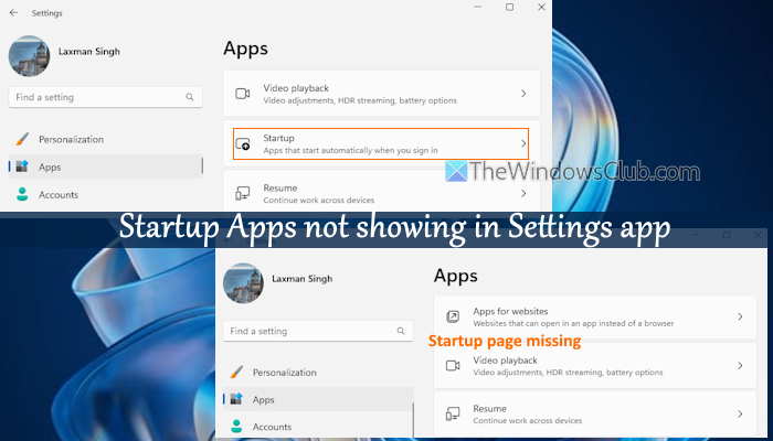 startup not showing settings windows 11