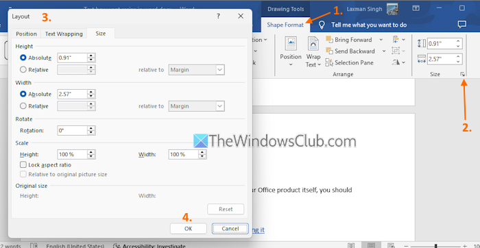 use layout options text box