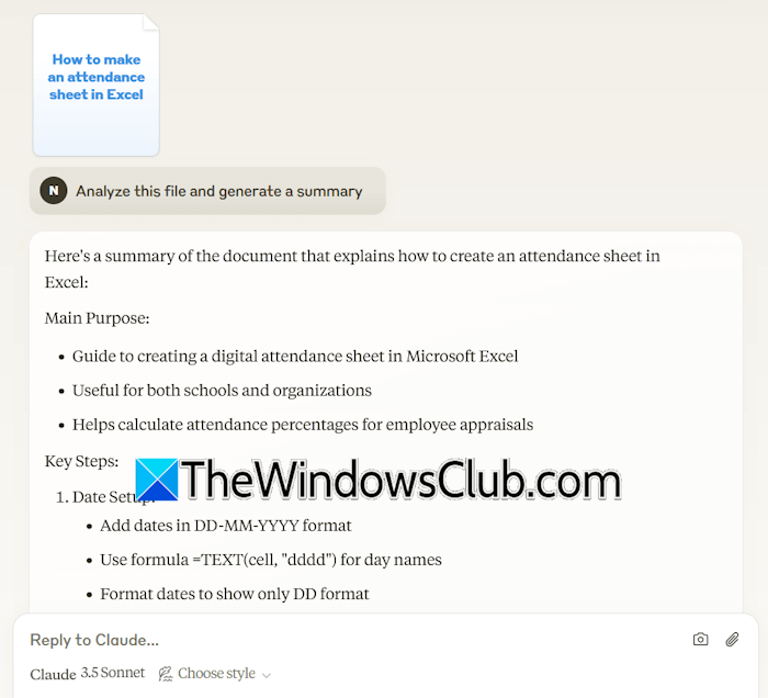 Claude AI file upload feature