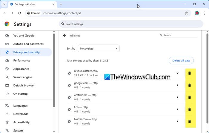 Clear Cookies and Cache for specific site in Chrome 1