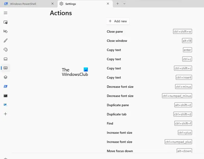 Customize keyboard shortcuts in Windows Terminal