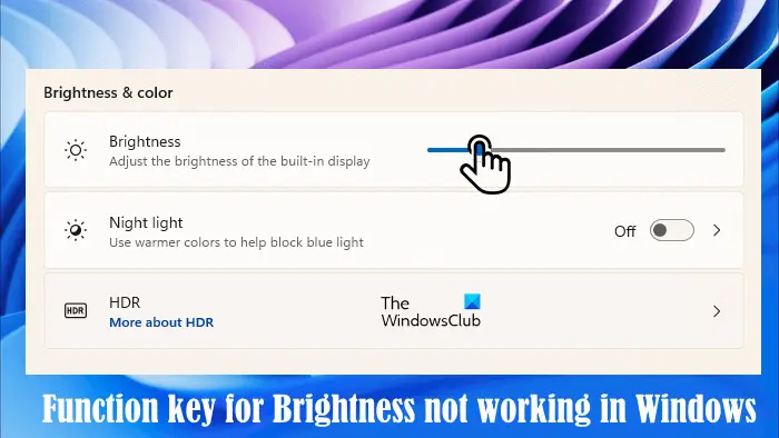 Function key for Brightness not working in Windows