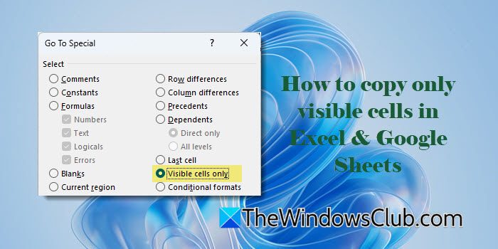 How to copy only visible cells in Excel & Google Sheets