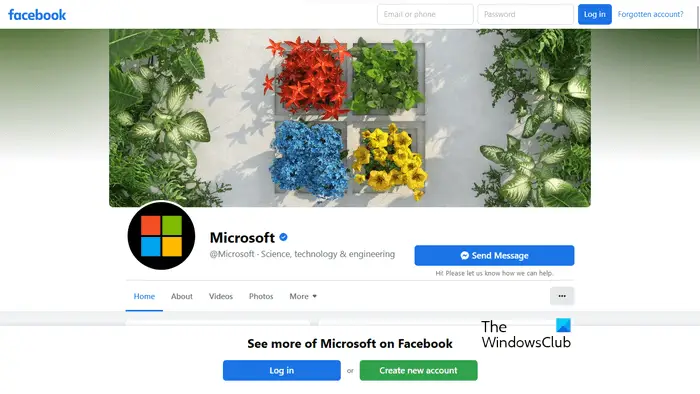 Microsoft official Facebook page