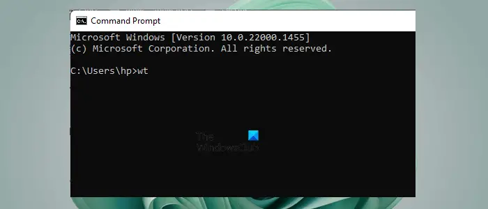 Open Windows Terminal via Command Prompt
