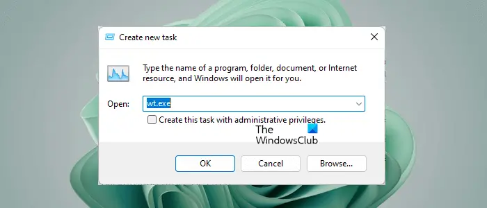 Open Windows Terminal via Task Manager