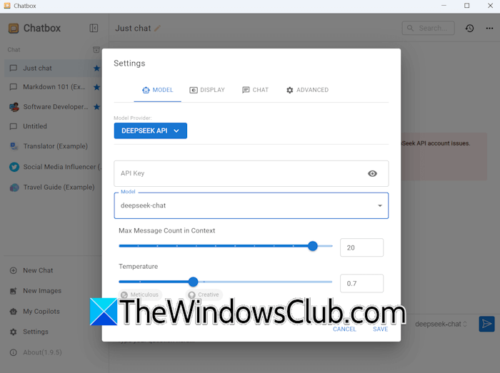 Use DeepSeek in Chatbox AI