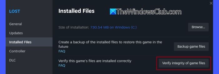 Verify game files