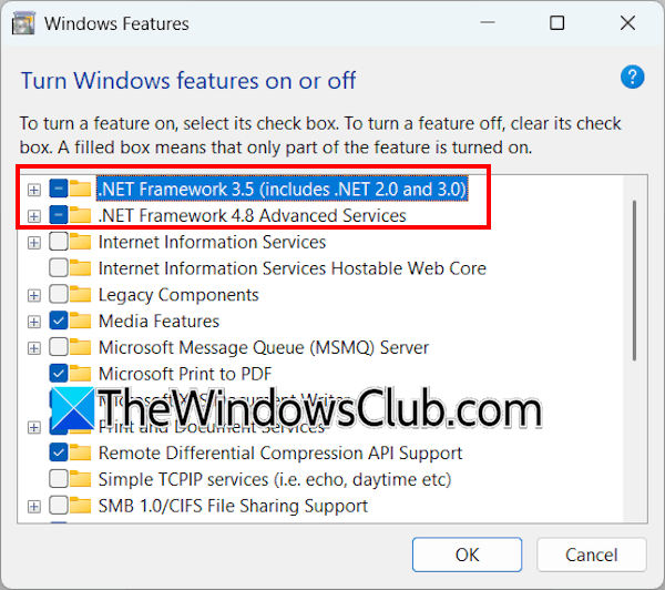 Disable and enable .NET Framework