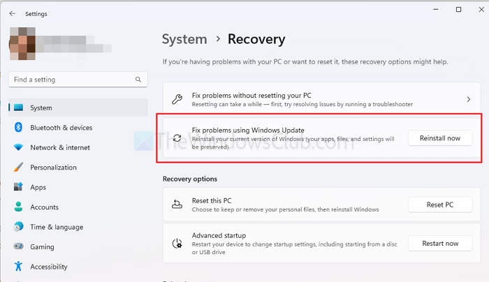 Fix Problem using Windows Update