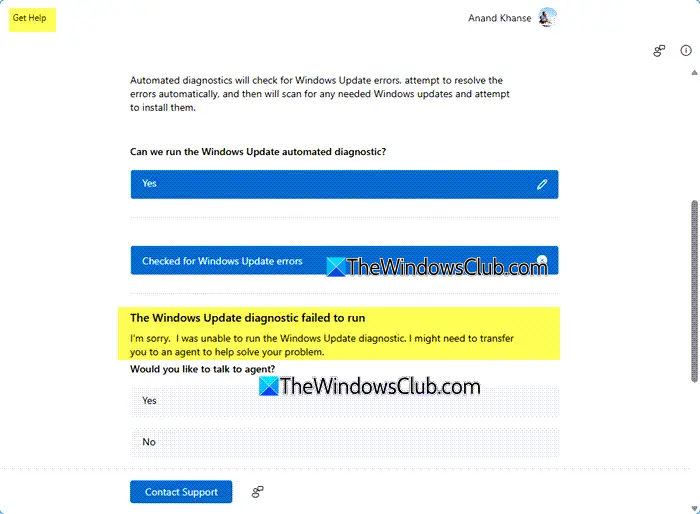 I was unable to run the Windows Update diagnostic