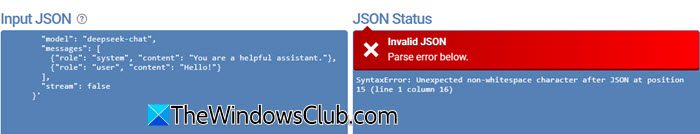 Use the correct JSON format