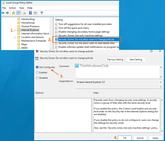 configure security zones setting using group policy