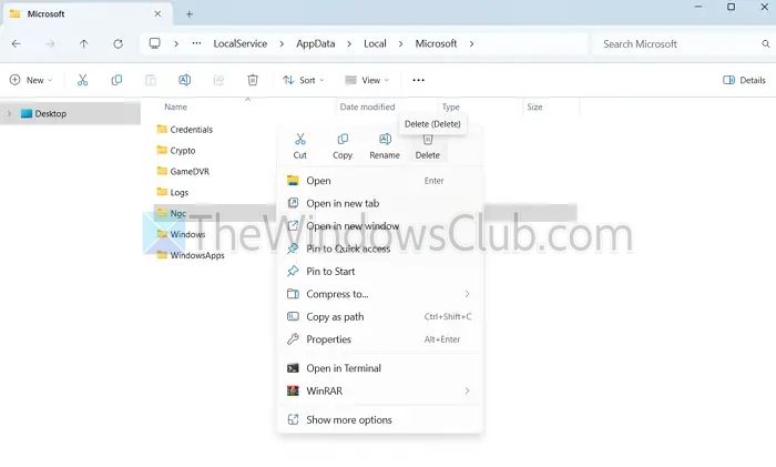 Delete NGC Folder in Windows