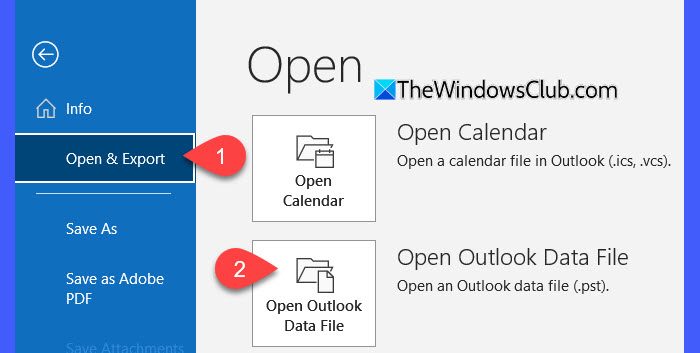 Open Outlook Data File