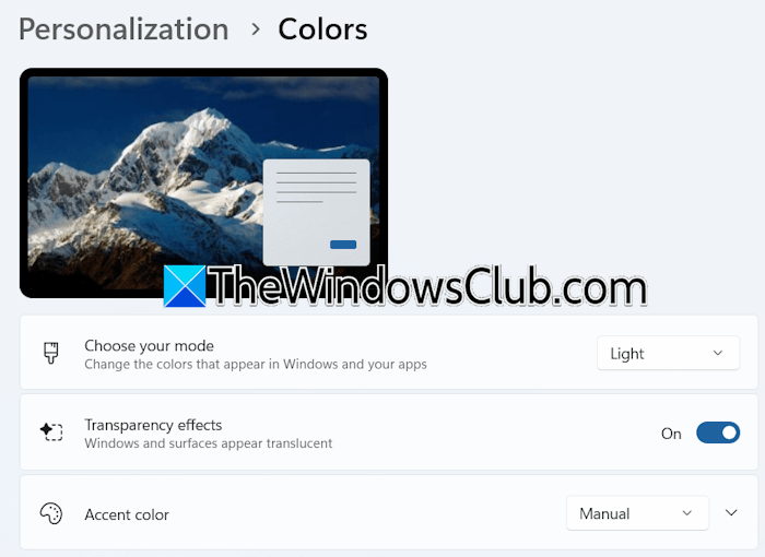 Restore default color settings Windows 11