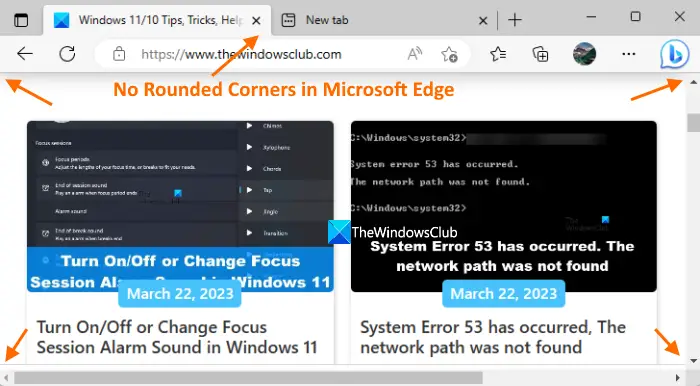 edge browser without rounded corners