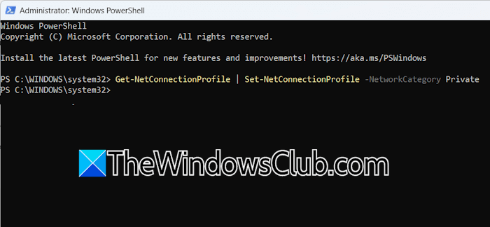 Change network profile through PowerShell