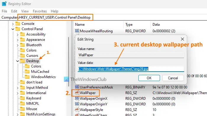 Find current Desktop Background image Registry Editor